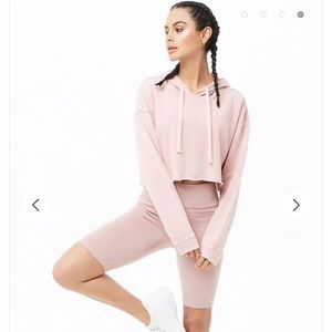 American Apparel baby pink cropped hoodie S